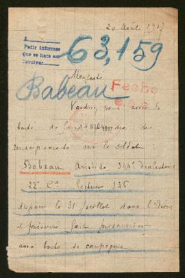 Expediente de Aristide Babeau