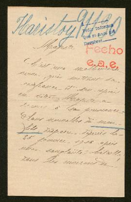 Expediente de Jean Baptiste Haristoy