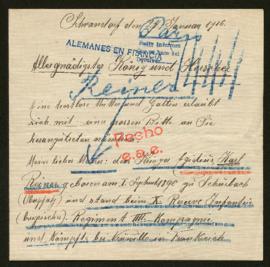 Expediente de Egidius Karl Reiner