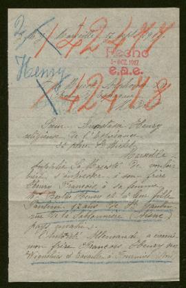 Expediente de François Henry, Berthe Henry y Pauline Henry