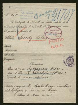 Expediente de madame Desachy Lalaux