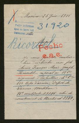 Expediente de Louis François Marie Joseph Ricordel