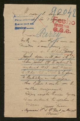 Expediente de Joseph Parry