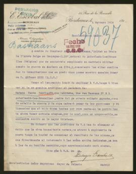 Expediente de madame veuve Bastiaans