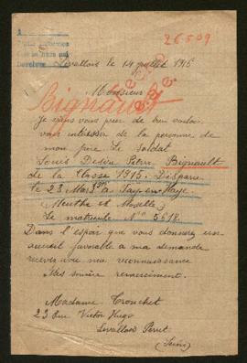 Expediente de Louis Désiré Pierre Bignault