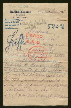 Expediente de la familia Griffe y Félix Griffe