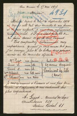 Expediente de las familia Gigot y Colpaert