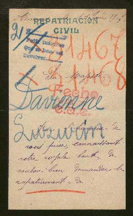 Expediente de la familia Davienne Ségard y Zulima Luzurin Delaidde