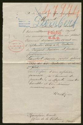 Expediente de Maurice Joseph Lambert