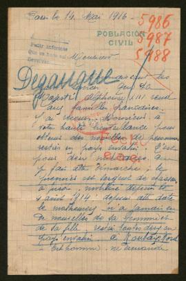 Expediente de la familia de Alphonse Emile Delbart y de Georges y Louis Degauque