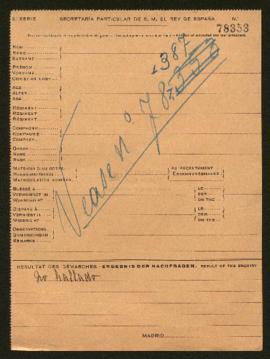 Expediente de militar desconocido de nacionalidad francesa