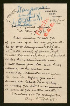 Expediente de W. H. Stangroom