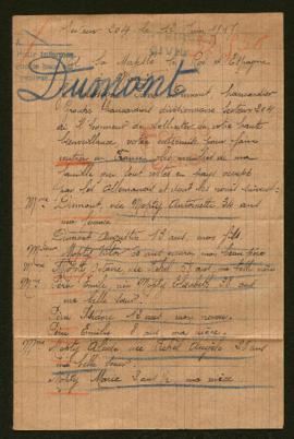 Expediente de Antoinette Dumont Mopty y las familias Mopty Fehel y Peru Mopty