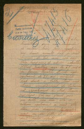 Expediente de las familias Cuviliez Morel y Bonvarlet Parzy