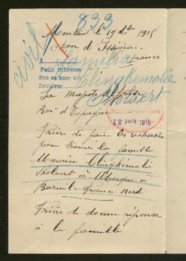 Expediente de la familia Maurice Clinqkémalie Sholaert