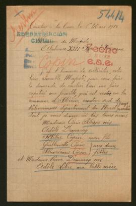 Expediente de la familia Copin Demarcq