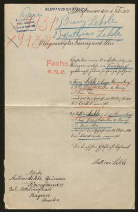 Expediente de Franz Lehle y Mathias Lehle