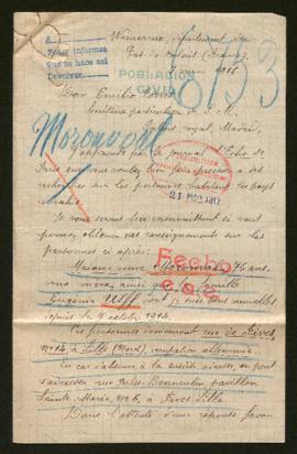 Expediente de madame veuve Moronval y la familia de Eugénie Ulff