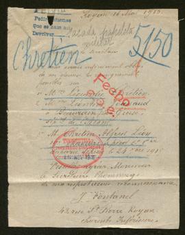 Expediente de Léocadie Chrétien, Léontine Joassaud y Alfred Léon Chrétien