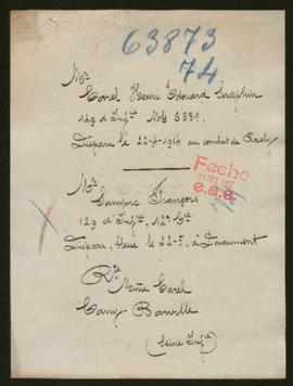 Expediente de Henri Edouard Seraphin Carel y François Sampic