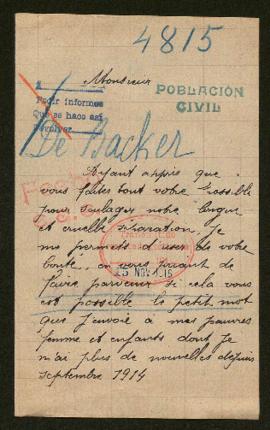 Expediente de madame Henri de Backer e hijos
