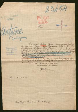 Expediente de Marie Antoine Mathieu