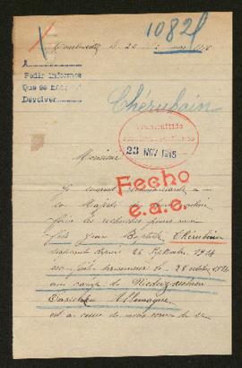 Expediente de Jean Baptiste Chérubain
