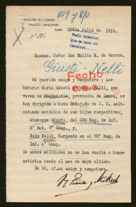 Expediente de Giuseppe Giusti y Ezio Nelli