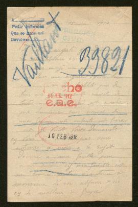 Expediente de madame Charles Vaillant Mathieux y familia