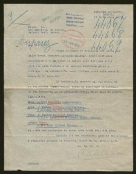 Expediente de Alfred Dupriez, madame Henno y las familias Mollet y Dailliet Dupriez