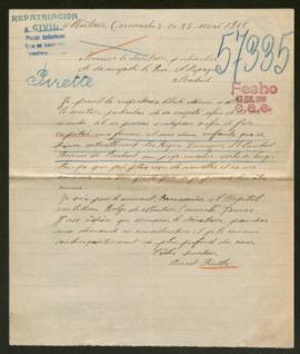 Expediente de madame Ernest Pirette e hijos