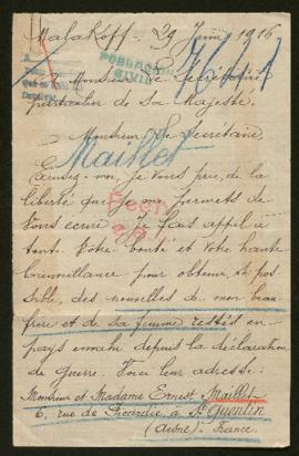 Expediente de Ernest Maillet y esposa