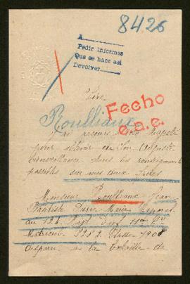 Expediente de Jean Baptiste Pierre Marie Roulliaux y Etienne Jean Marie Roullliaux