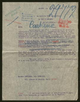 Expediente de Herminie Barbieux Malice y Alphonsine Chereng Barbieux