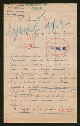 Expediente de la familia Legrand-Duchesne, madame Maréchaux Legrand y madame Walgraff Legrand