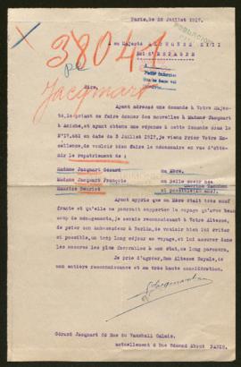 Expediente de madame veuve Gérard Jacqmart, Omérine Jacqmart Tanchon y Maurice Beuriot