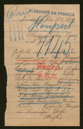 Expediente de Johann Peter Houpert