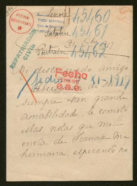 Expediente de la familia Lenoir Lemaire, Anselme Satabin, Henriette Poutrain y familia y madame A...