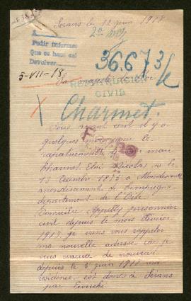 Expediente de Eloi Nicolas Charmet