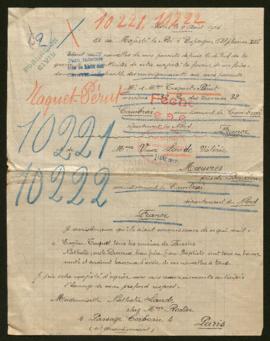 Expediente de la familia Taquet-Pérut y madame veuve Valèrie Laude