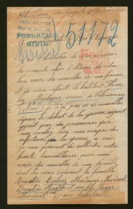 Expediente de la familia Marissal Broutin y madame Broutin Dubois