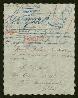 Expediente de madame Edmond Guyard