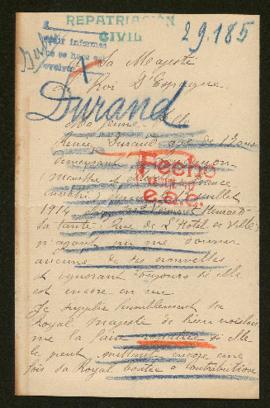 Expediente de Reneé Durand