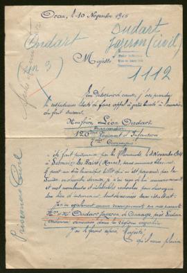 Expediente de monsieur y madame Oudart y Léon Oudart