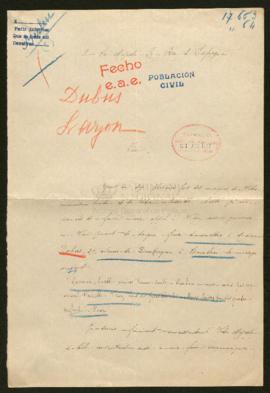 Expediente de Jean Dubus y madame Lazon-Boury