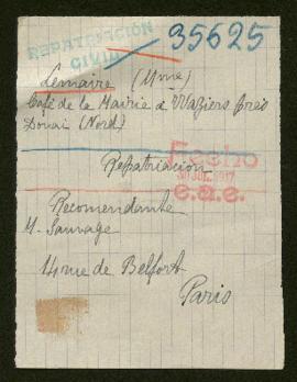 Expediente de madame veuve Lemaire