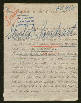 Expediente de madame Stoclet Sandrart