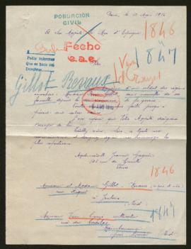 Expediente de monsieur y madame Gillot-Revaux y de monsieur Vion-Crouzé