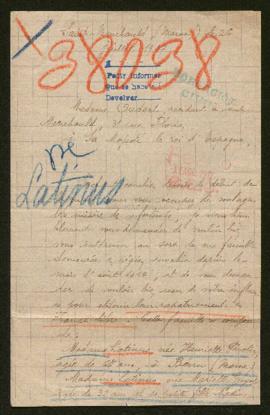 Expediente de Henriette Latinus Pérotin, Estelle Leclère Latinus y las familias Latinus Guyot y G...